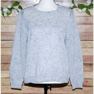Alfred Dunner Heather Gray Sweater Size L Metallic Sparkles Lightweight Cutout